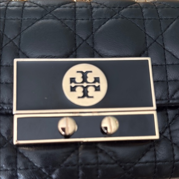 Tory Burch Black and Gold Quilted Clutch Vintage With Dust Bag - Picture 2 of 12